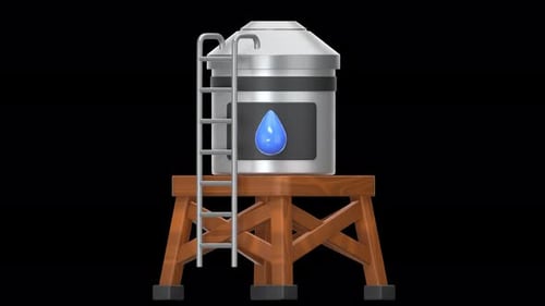 Wassertank 3D-Animation, Alphakanal, transparenter Hintergrund