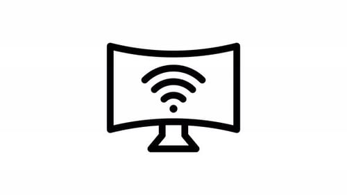 Animated Curved Monitor WiFi Signal Outline Icon