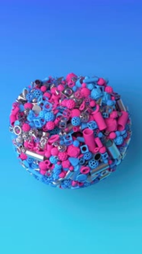 4K animation of geometric shapes in motion