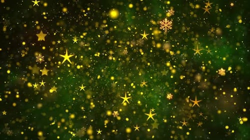 Sparkling Golden Stars and Snowflakes Festive Background