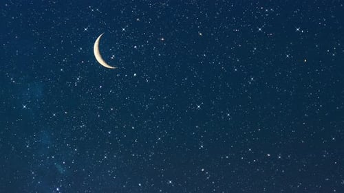 Night Dark Starry Sky And Crescent Moon 01