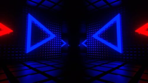 Red And Blue Neon Tunnel With Space Construction Background Vj Loop In 4K
