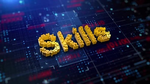 Digital Skills Word Animated in Futuristic Technology Style