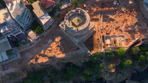 Enjoy a Breathtaking View of Hidirlik Tower an Iconic Symbol of Antalya's Historical Center in This