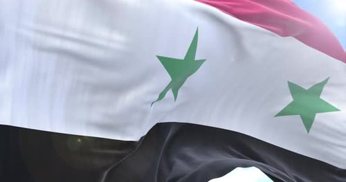 Syria Flag Waving And Rotating Camera 4K