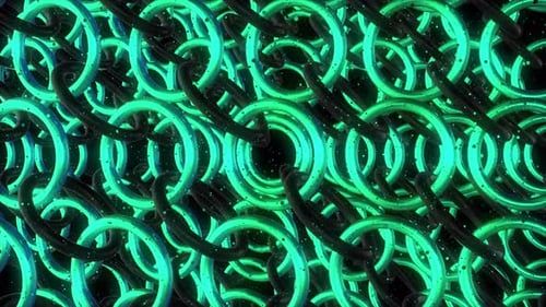 Abstract Neon Glowing Rings Loop Background