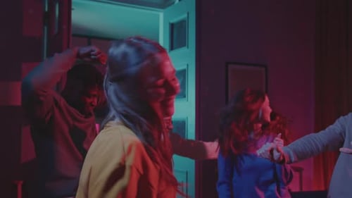 Caucasian Woman Feeling Free While Dancing with Friends