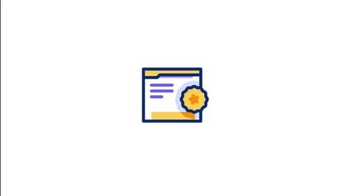 Flat Design Animated Document Icon with Star Badge