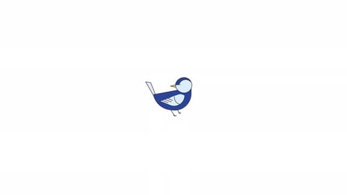 Animated Blue Bird Flat Design Character Loop