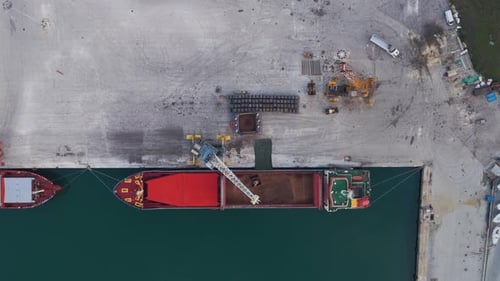 Aerial view of ships at the port, Italy.
