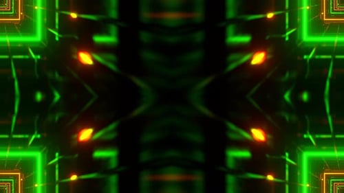 Green And Orange Futuristic Neon Kaleidoscope Background Vj Loop In 4K