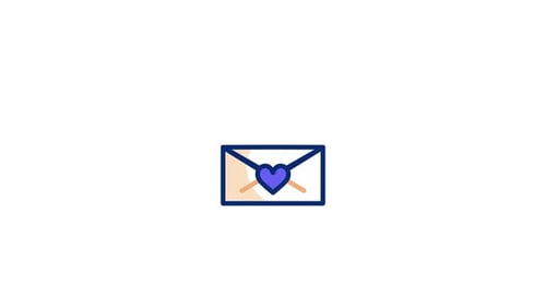 Flat Design Envelope and Heart Icon Animation Revealing Message