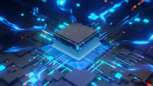 CPU-Aktivierung mit Neon Glowing Circuit Network