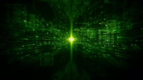 Digital Green Data Tunnel Futuristic Background