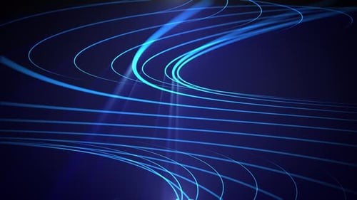 Seamless loop animation of abstract composition with smoothly moving blue neon lines