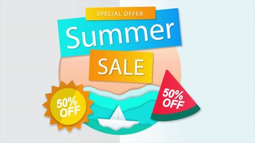 Animated Flat Design Summer Sale Title Card