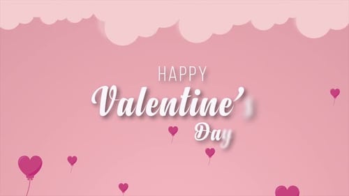 Happy Valentine's Day Title with Floating Heart Balloons