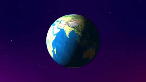 Spinning Planet Earth Globe in Starry Space Background