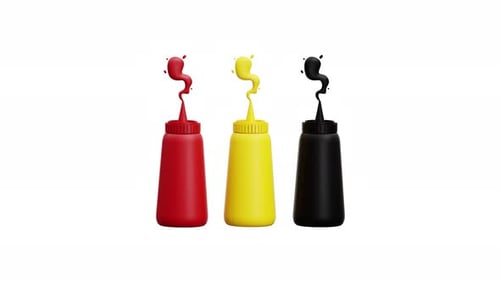 3d Animation Squeeze Bottles Condiments Ketchup Mustard Sauce