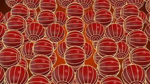 Red and Gold Festive Lanterns Animated Looping Background