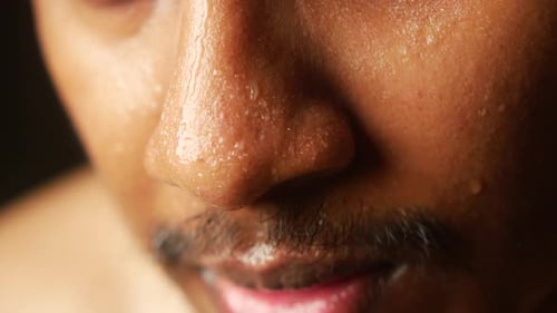 Closeup of Sweat on Nose