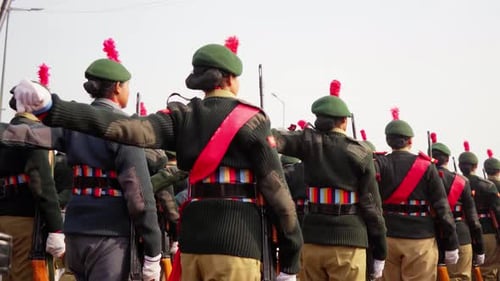 Indian Female NCC Officers Rehearsing for Republic Day Parade