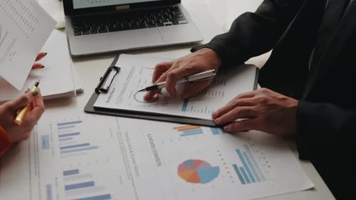 Close up of hands teamwork business group working and brainstorming business financial and marketing