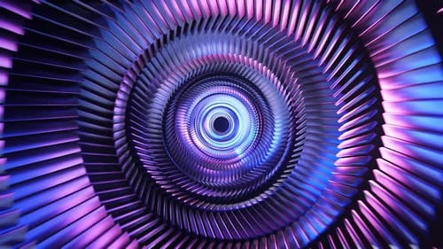 Glowing Light Trails Inside a Futuristic Spiral Tunnel