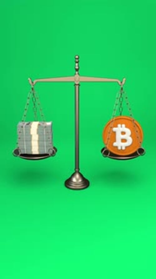 Bitcoin Vs Dollar Stack Balance Scale Loop
