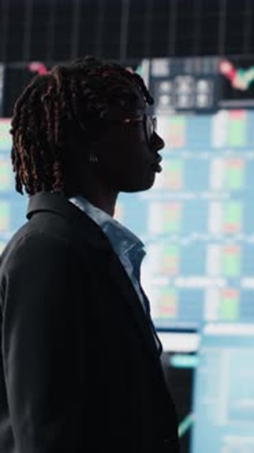 Vertical Video Happy Manager Celebrating Positive Company Metrics
