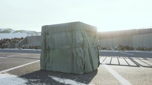Mysterious Tarp Covered Object with Subtle Breathing Animation