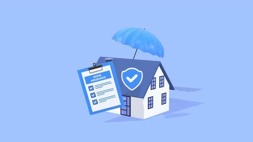 Home Insurance Concept Animation for Property Protection and Real Estate Security.