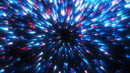Abstract Blue Red Light Particles Flying Loop Background