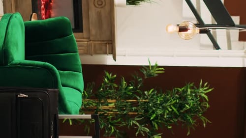 Vertical Video Hotel Lounge Area with Luxurious Couch