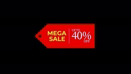 Animated Red Mega Sale 40% Off Price Tag