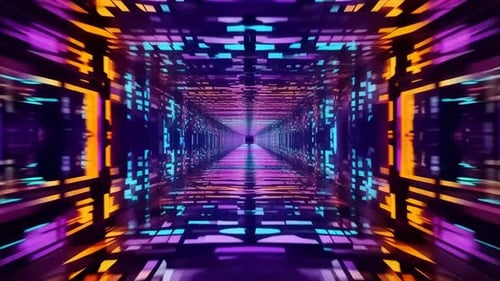 Futuristic Neon Digital Tunnel Seamless Loop