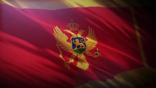 Realistic Waving Flag of Montenegro Animation Loop