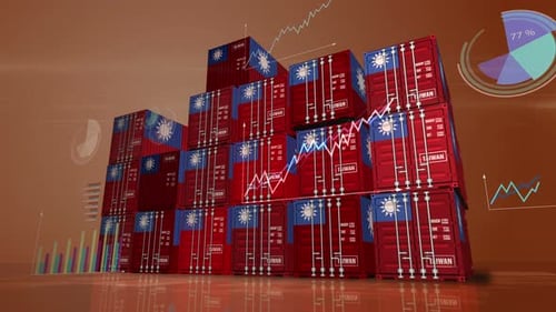 Taiwan export cargo containers with diagrams charts