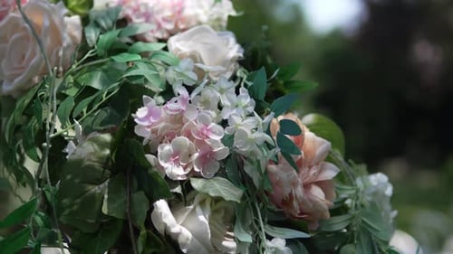 Wedding Arch Decoration with Roses and Leaves