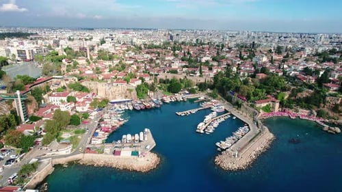 Antique City Sea Bay Port Water Transport Ship Boat Summer Cityscape Travel Landmark Aerial Panorama
