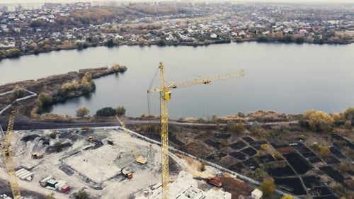 High Tower Crane at Construction Site
