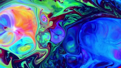 Abstract Fluid Paint Swirl of Vibrant Colors