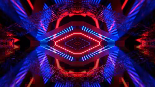 Red And Blue Neon Infinite Sci Fi Techno Channel Background VJ Loop In 4K