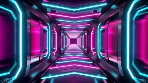 Futuristic Neon Cyberpunk Sci Fi Corridor Loop