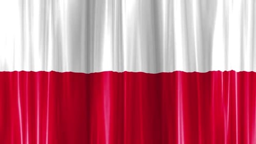Waving Red And White Fabric Curtains Seamless Loop Background
