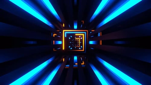 Orange And Blue Different Neon Lines Tunnel Background Vj Loop In 4K