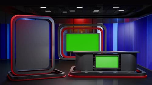 3D Virtual News Studio Background Loop