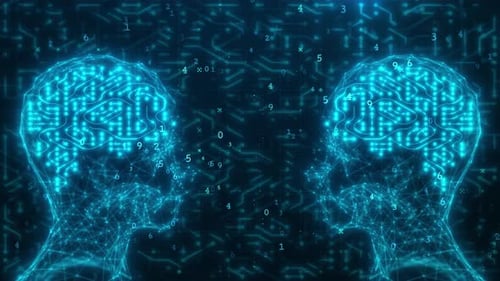 Artificial Intelligence and Machine Learning Concept. Abstract technology circuit board in head