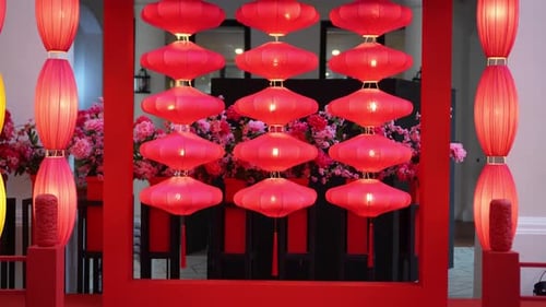 Festive Red and Yellow Lanterns for Cultural Celebration