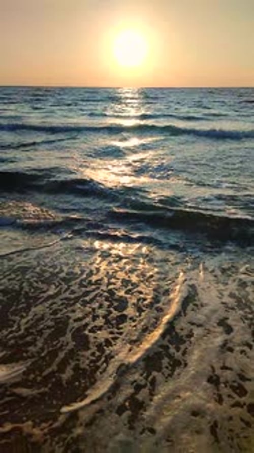 Dawn on Sea Sunset on Sea Sunrise Sunset on Ocean Glowing Sun Vertical